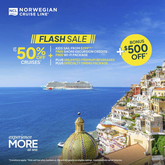 Up to 50% Off + More at Sea + $500 Bonus Discount